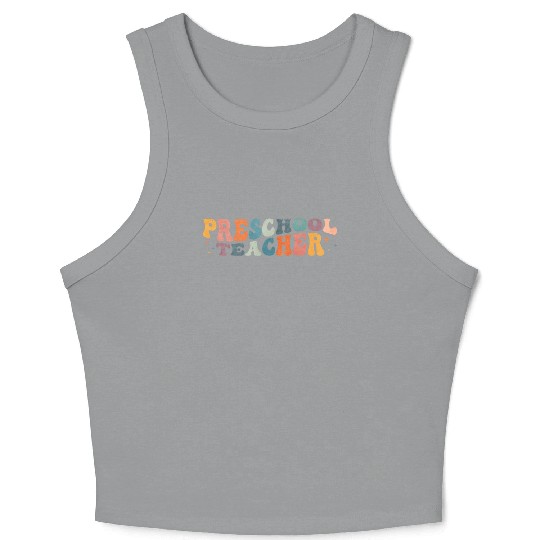 Groovy Preschool Teacher Kindergarten Teaching Crop Tank Top