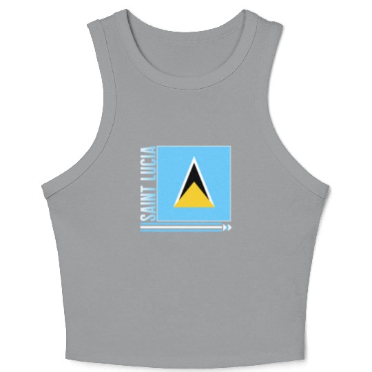 Caribbean Crop Tank Top, Saint Lucia Flag Design Crop Tank Top,