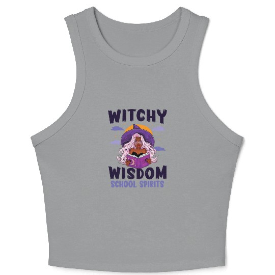 Witchy Wisdom School Spirits Teacher Halloween Crop Tank Top
