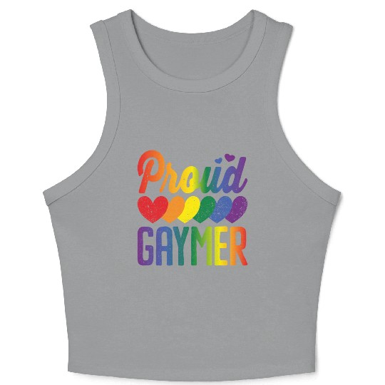 Proud Gaymer Gay Pride Lesbian Rainbow Flag Crop Tank Top