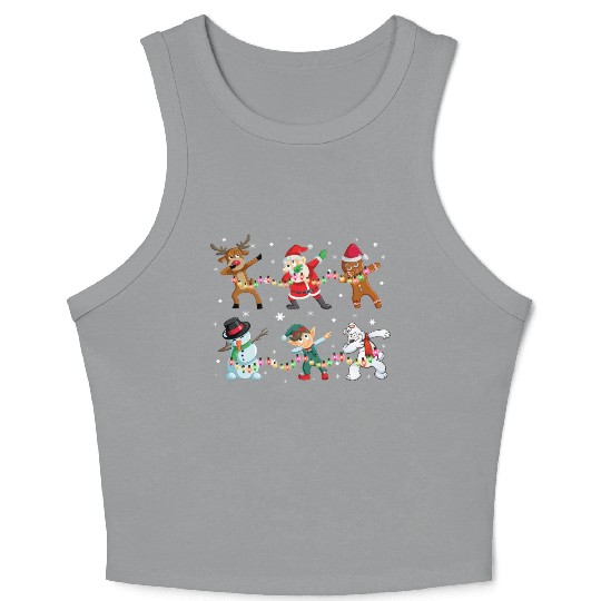 Funny Dabbing Santa And Friends Crop Tank Top Christmas