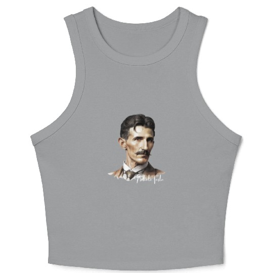 Artistic Illustration of Nikola Tesla Crop Tank Top