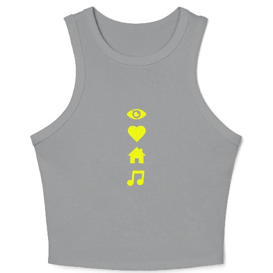 I Love House Music yellow Crop Tank Top