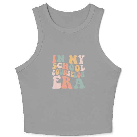 Retro In My School Counselor Era Back To School Crop Tank Top