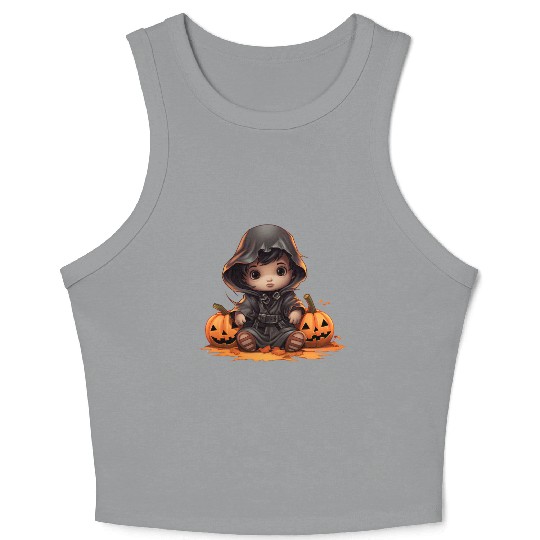 TrickOrTreat little boy with haloween Crop Tank Top