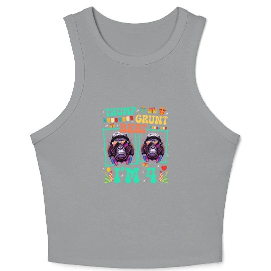 Thump Grunt Beat I'm 4 Gorilla Lover Kid 4th Crop Tank Top