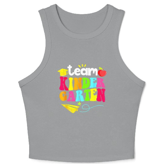 Team Kindergarten Teacher Student Funny Back To Crop Tank Top