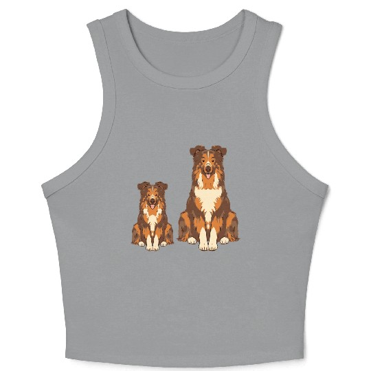 Collie Dog Lover Parent Dad Mom and Son Daughter Crop Tank Top
