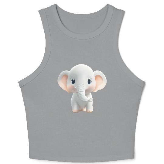 Charming Baby Elephant Innocent Wildlife Beauty Crop Tank Top