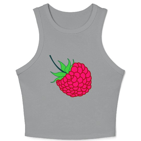 Raspberry red with green leaves Crop Tank Top