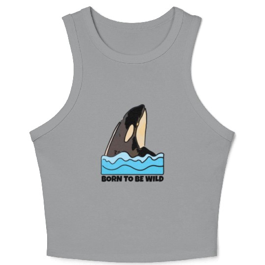 Born to Be Wild: Playful Orca Design Crop Tank Top