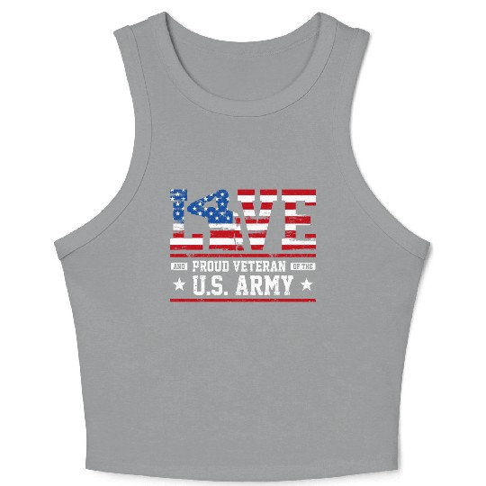 Love And Proud Us Army Veteran Crop Tank Top