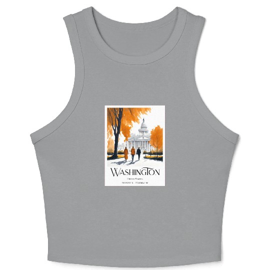 Watercolor painting loving couple in Washington DC Crop Tank Top