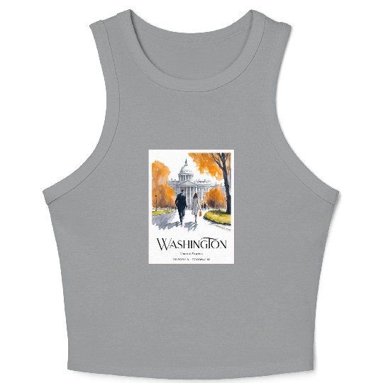Watercolor painting loving couple in Washington DC Crop Tank Top