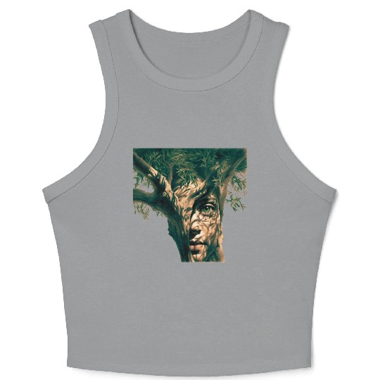 Olive tree and face Crop Tank Top