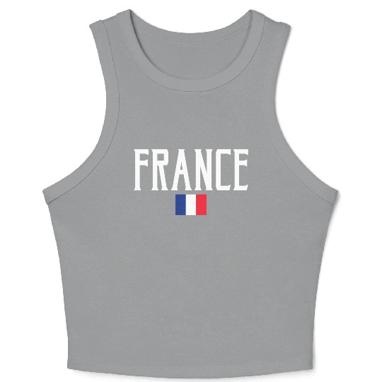 France Flag White Text Crop Tank Top
