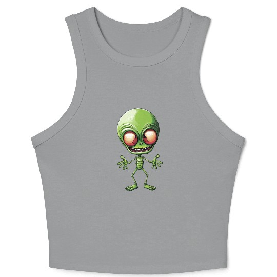 Green Alien: Giant Head from Outer Space Crop Tank Top
