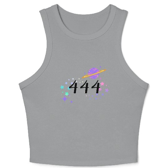 Angel Numbers 444 Purple Saturn with Stars Crop Tank Top