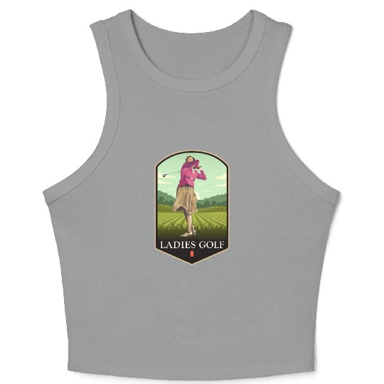 Ladies Golf Course Girl Golfer Vintage Play Women Crop Tank Top