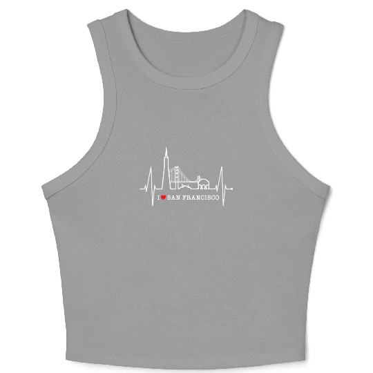 San Francisco Skyline Heartbeat California Lover Crop Tank Top