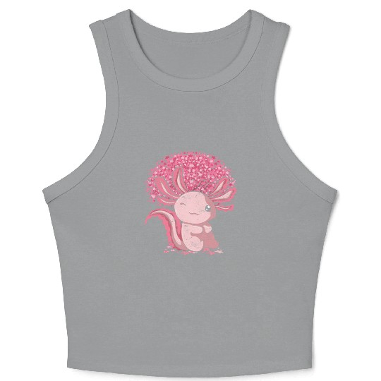 Cherry Blossom Tree Amphibian Gift Sakura Axolotl Crop Tank Top