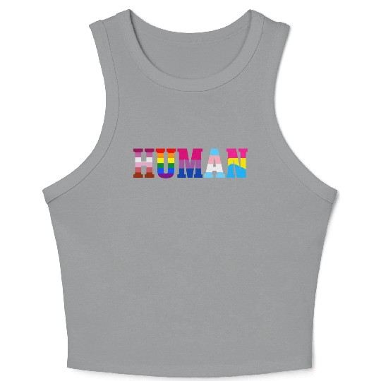 Human LGBT Flag Gay Pride Month Transgender Crop Tank Top