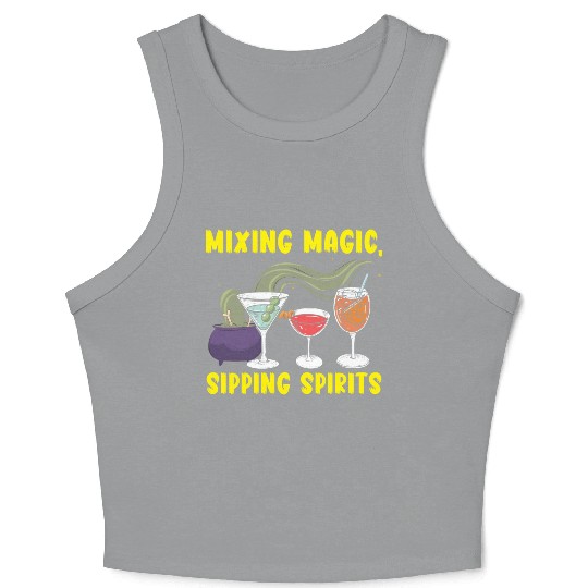 Mixing Magic Sipping Spirits Bartender Halloween Crop Tank Top
