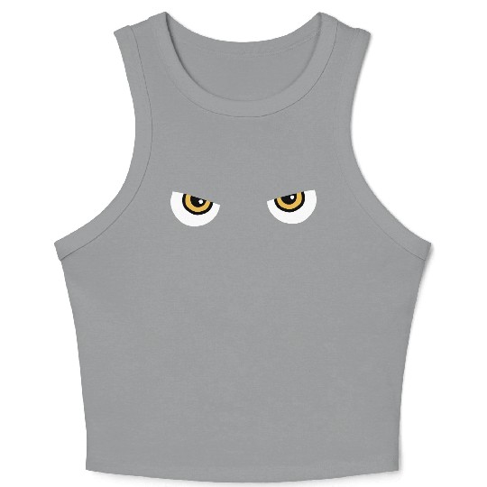 Black Cat Yellow Eyes | Halloween Cat Lovers Gift Crop Tank Top