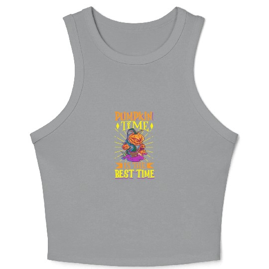 Scary Pumpkin Halloween Costume Autumn Fall Gift Crop Tank Top
