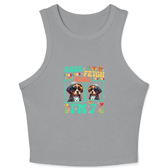 Bark Fetch Swag I'm 7 Dog Pet Lover Kid 7th Crop Tank Top