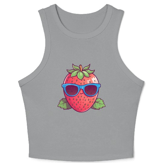 Cool Kawaii Strawberry: Fruity Trendsetter Crop Tank Top