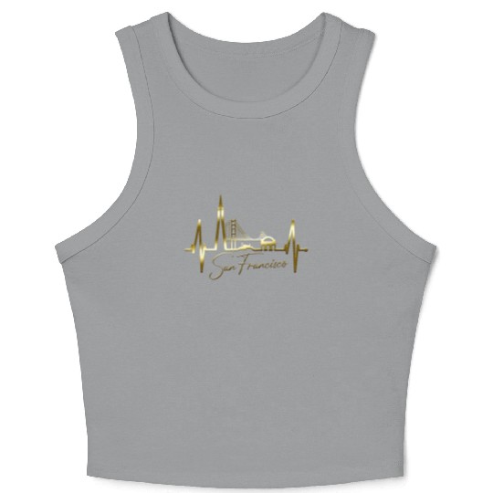 San Francisco Skyline Heartbeat California Lover Crop Tank Top