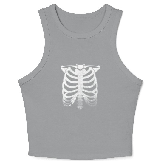 Halloween Skeleton Rib Cage Crop Tank Top