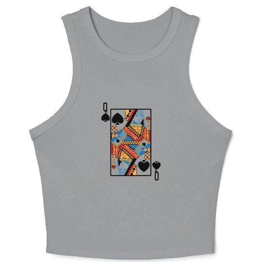 Halloween Playing Card Queen Of Spades Crop Tank Top
