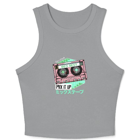 Mixtape 80s Japanese Otaku Cassette Tape Kanji Crop Tank Top