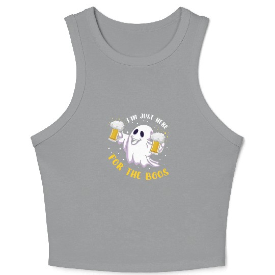 Alcohol Ghost Beer Lover Lazy Creepy Halloween Crop Tank Top