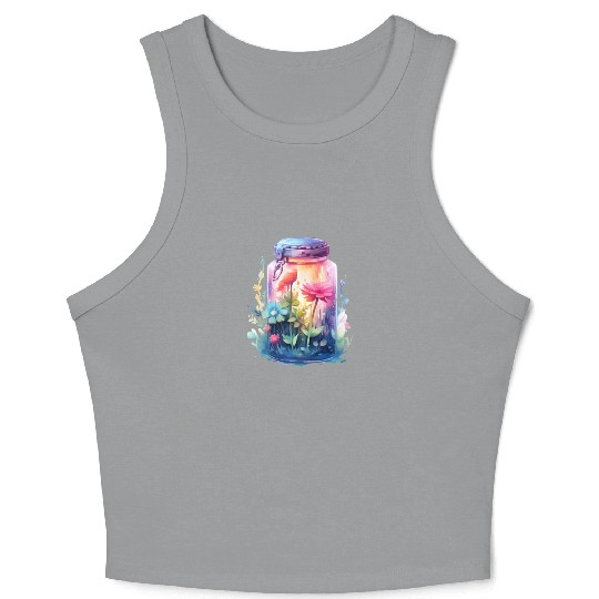 Vintage Wildflower Poster Green Botanical Wall Art Crop Tank Top
