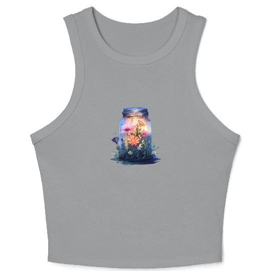Vintage Wildflower Poster Green Botanical Wall Art Crop Tank Top