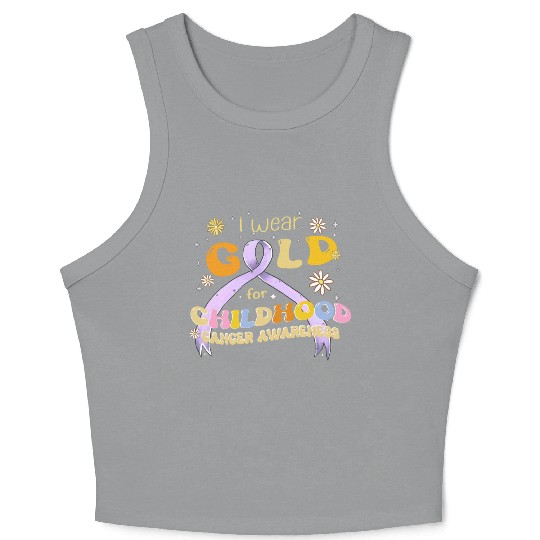 I Wear Gold For Childhood Cancer Awareness Crop Tank Top