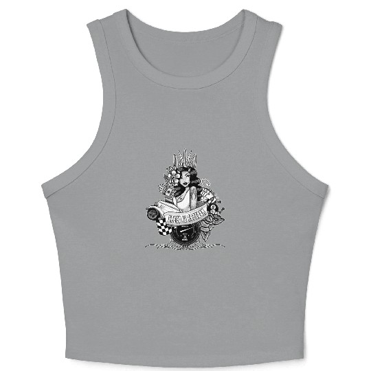 Pin up, Hot rod and Speedometer, black and white Crop Tank Top