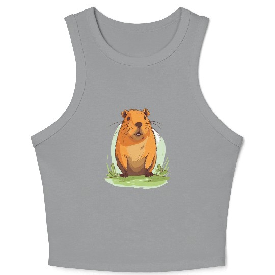 Capybara In Nature Crop Tank Top