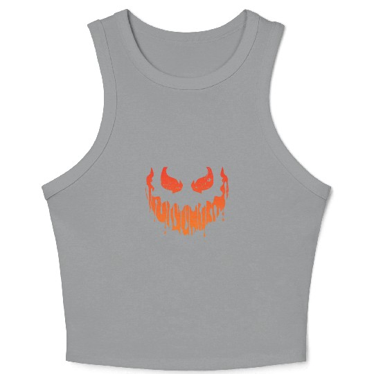 Cool Pumpkin Head Face Creepy Halloween Pumpkin Crop Tank Top