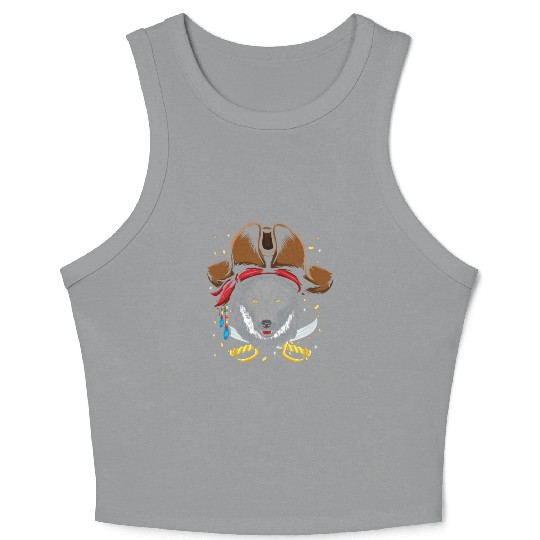 Wolf Dog Jolly Pirate Decor Lazy Halloween Crop Tank Top