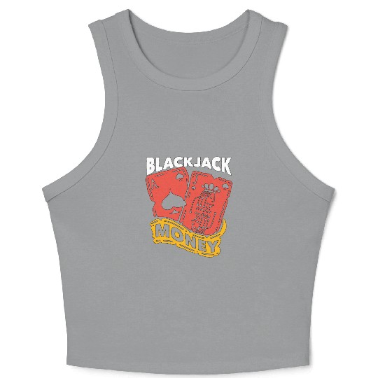 Classic Blackjack Money Casino Card Game Dealer Crop Tank Top