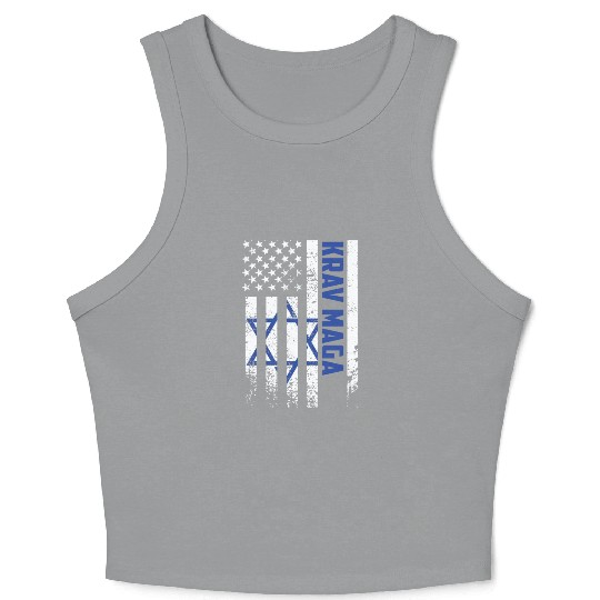Krav Maga American USA Israel Flag Crop Tank Top