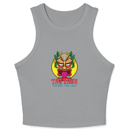 Tiki Mask Hawaiian Decor Luau Party South Pacific Crop Tank Top