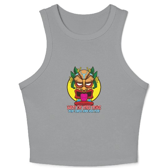 Tiki Mask Hawaiian Decor Luau Party South Pacific Crop Tank Top