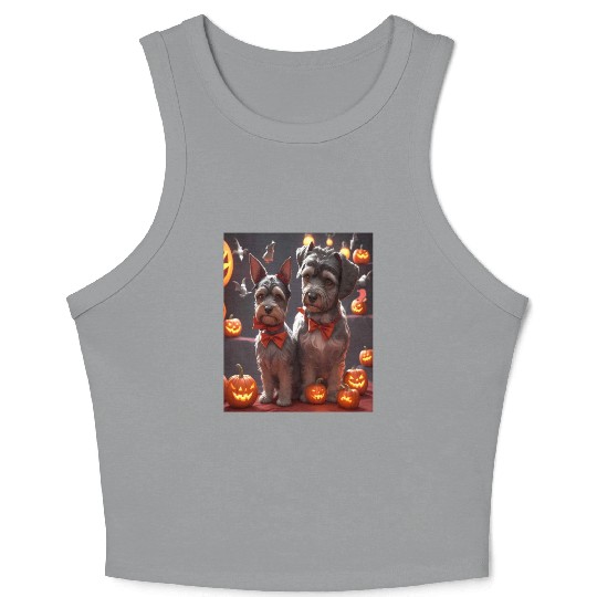 Schnauzer Hallooween Spooktacular Crop Tank Top
