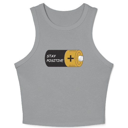 Stay Positive Battery Cell Motivation Sticker Crop Tank Top