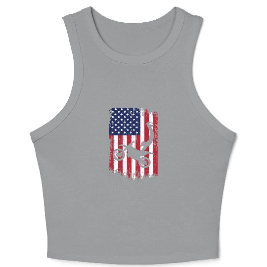 Supercross Freestyle Motocross American Flag Crop Tank Top